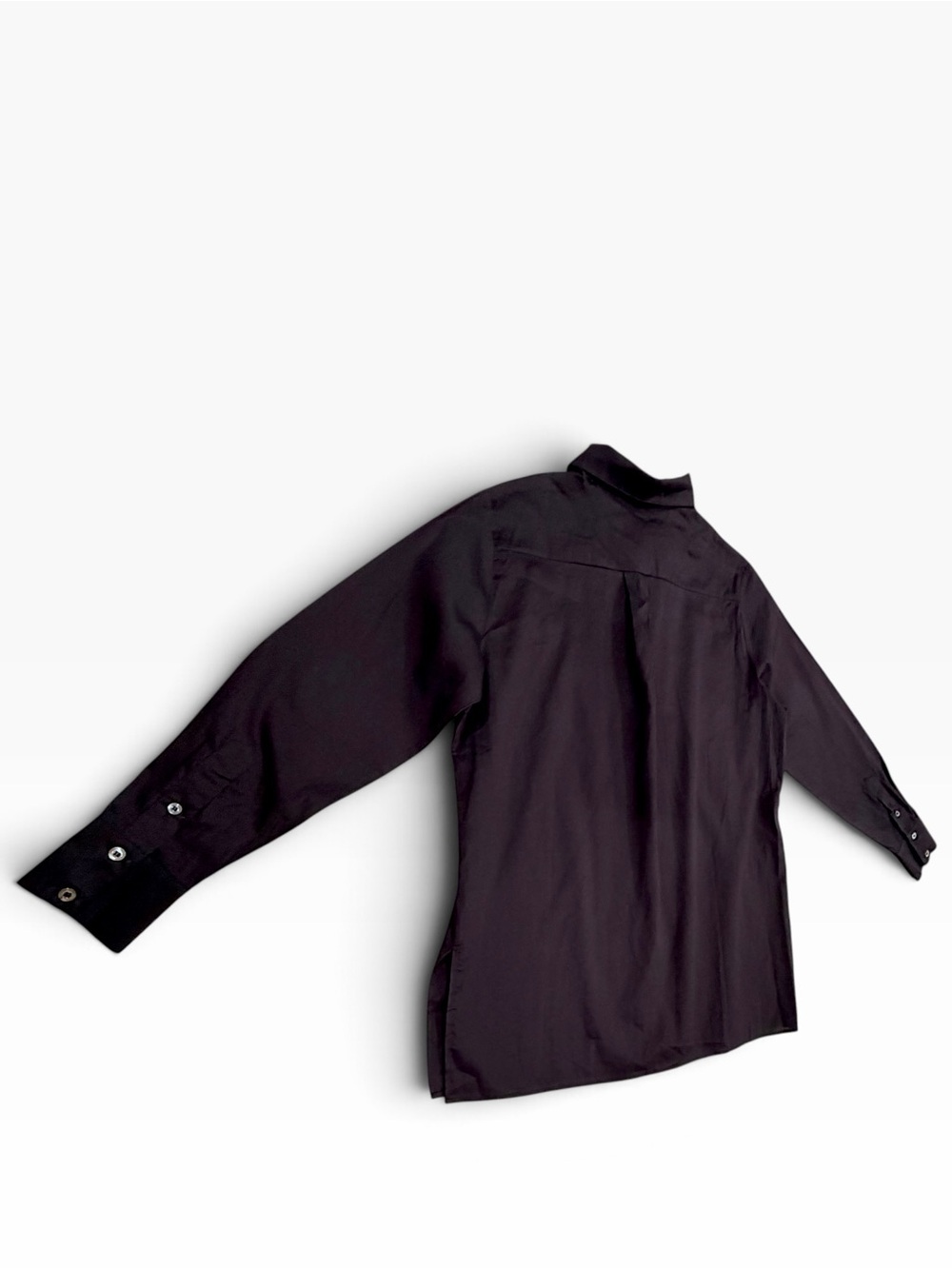 NWT HARSHMAN Los Angeles Black Pleated Chevron Bib Button Down Blouse XS - Picture 10 of 15